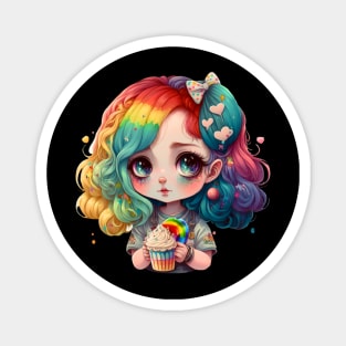 Rainbow sweet hair girl Magnet